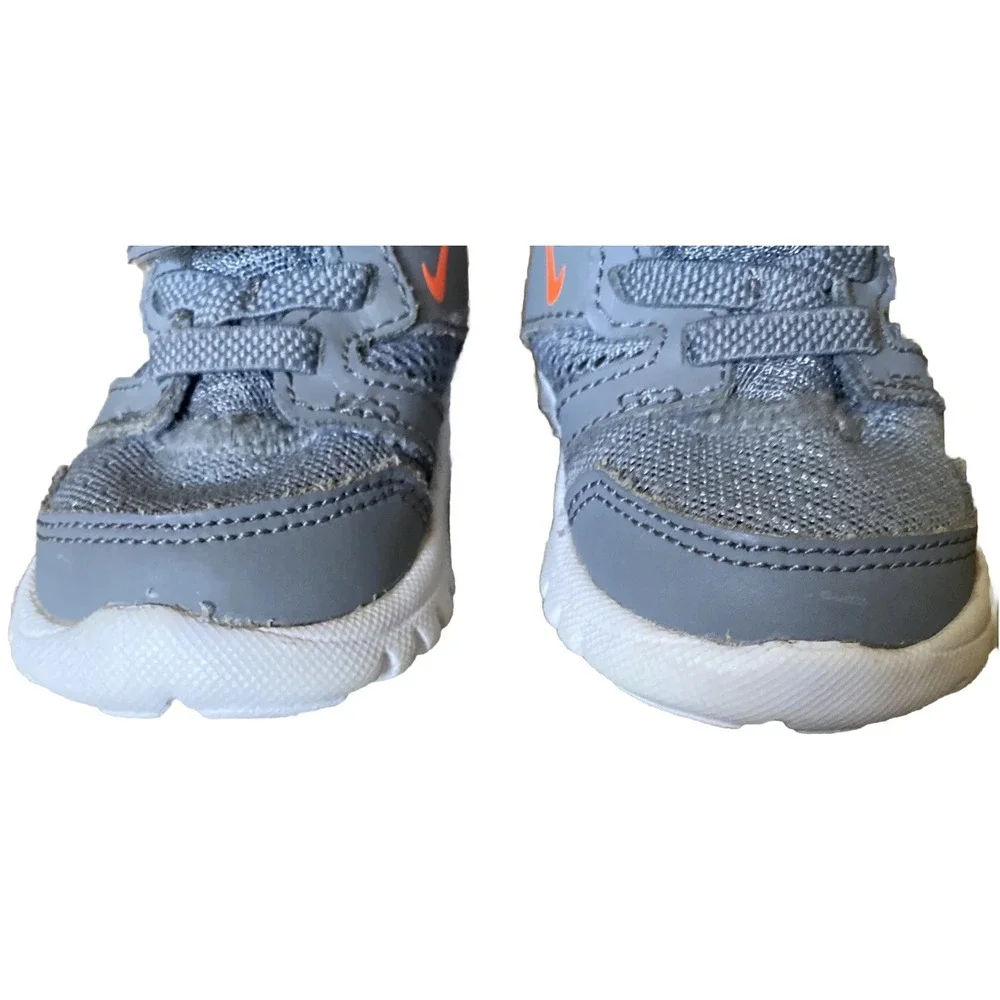 Nike Flex Experience Toddler Sneakers Gray Orange Swoosh Sz 2C Shoes